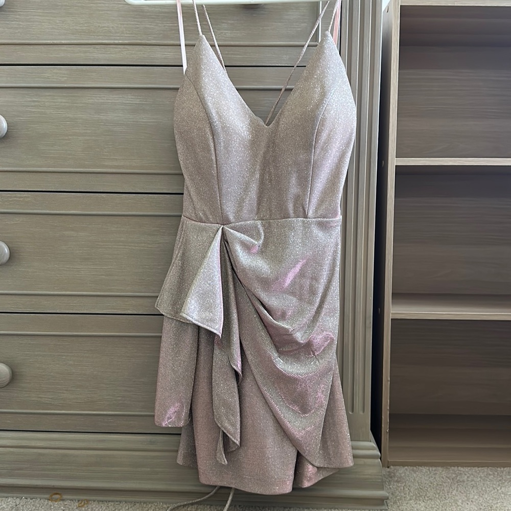 Glittery pink mini dress